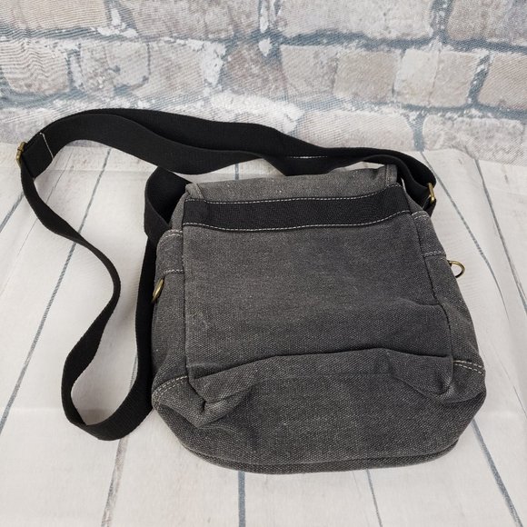 Vintage 90s Canvas Crossbody Bag Red Star Gray - Picture 6 of 13